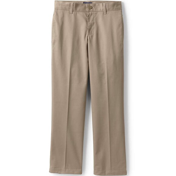 Lands' End School Uniform Boys Iron Knee Plain Front Chino Pants, NWT - Picture 1 of 2